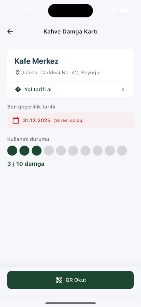 Kahve Damga Kartı – trinQ uygulaması